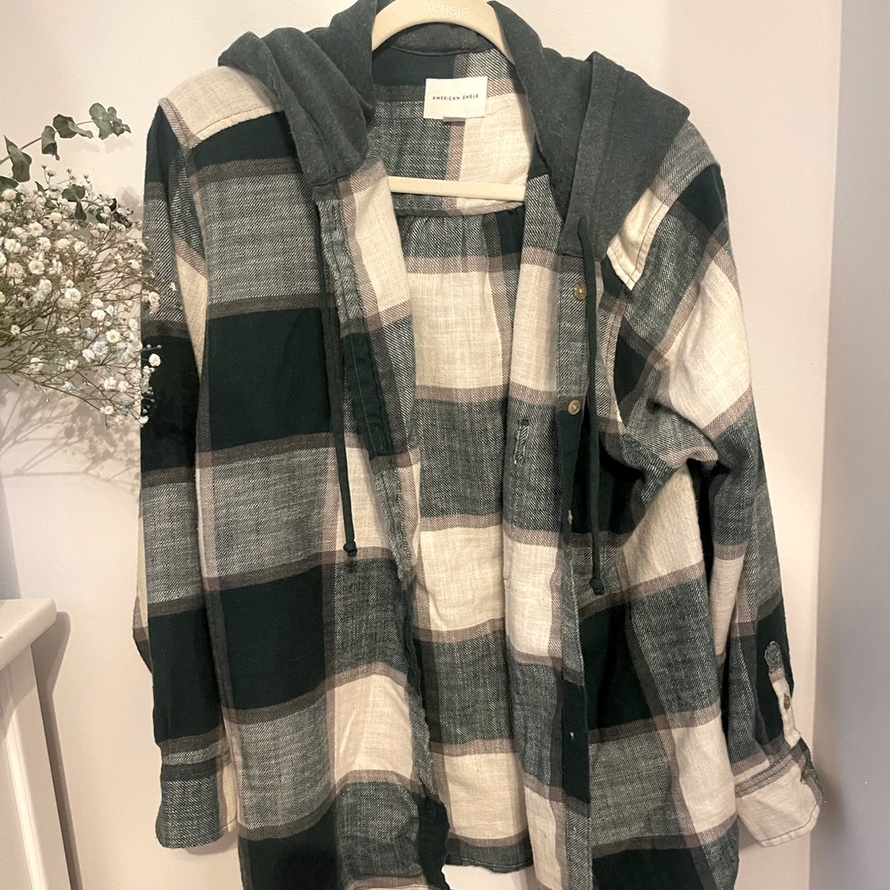 Evergreen Flannel Oversized Hooded Jacket